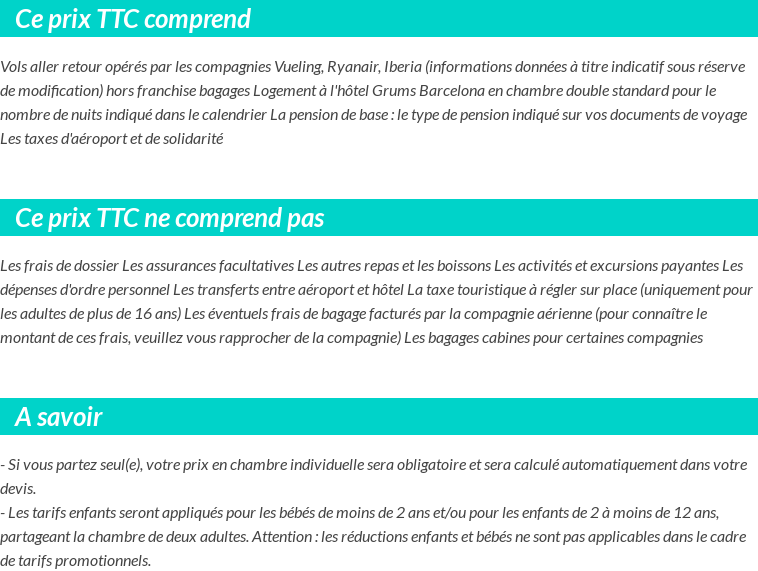 Conditions tarifaires