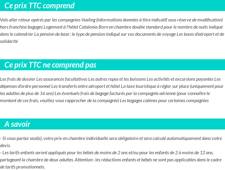 Conditions tarifaires