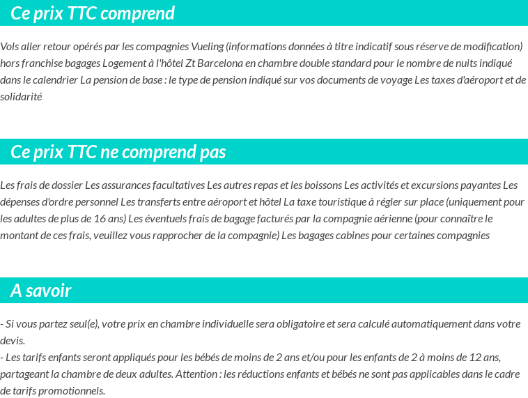 Conditions tarifaires