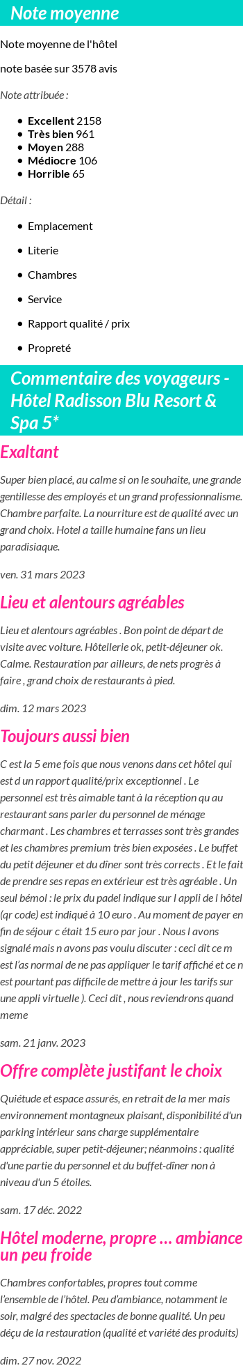 Avis clients