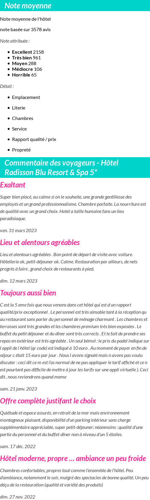Avis clients