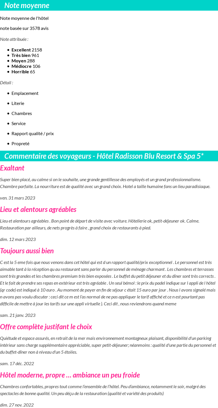 Avis clients