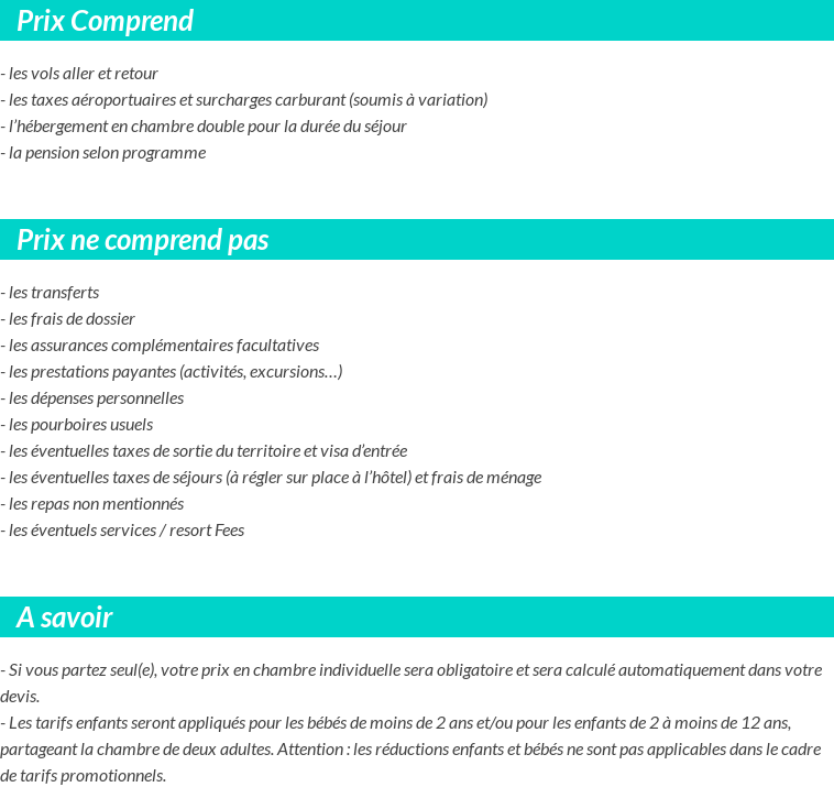 Conditions tarifaires