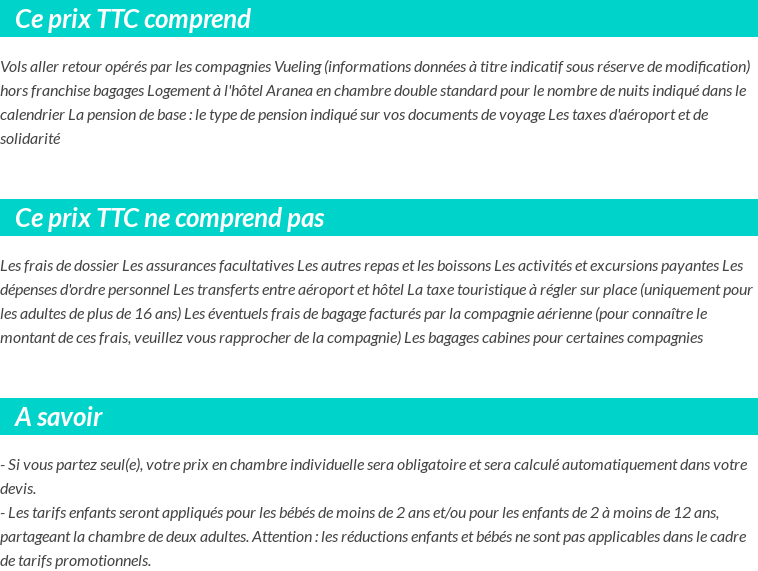 Conditions tarifaires