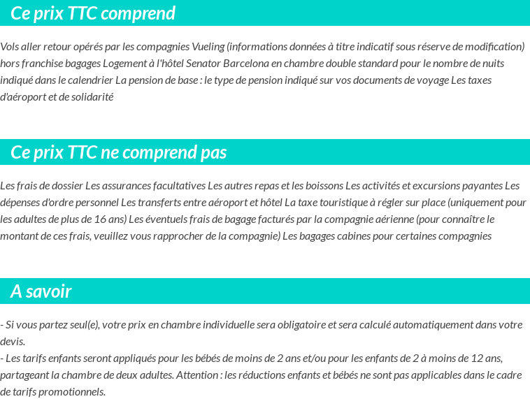 Conditions tarifaires