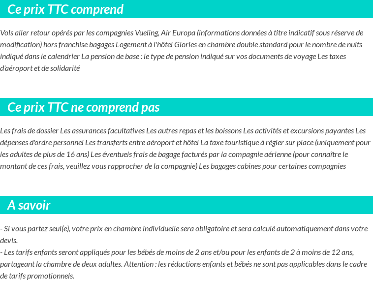 Conditions tarifaires