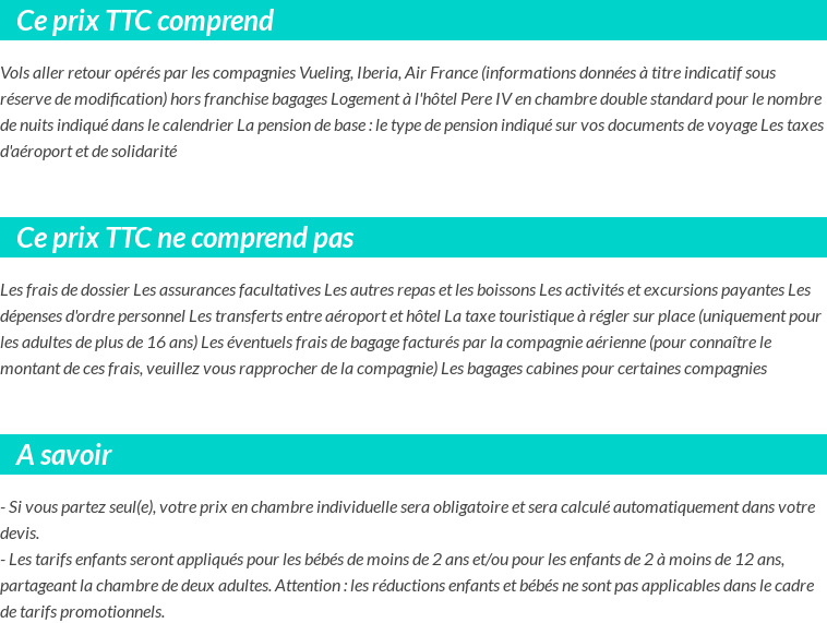 Conditions tarifaires