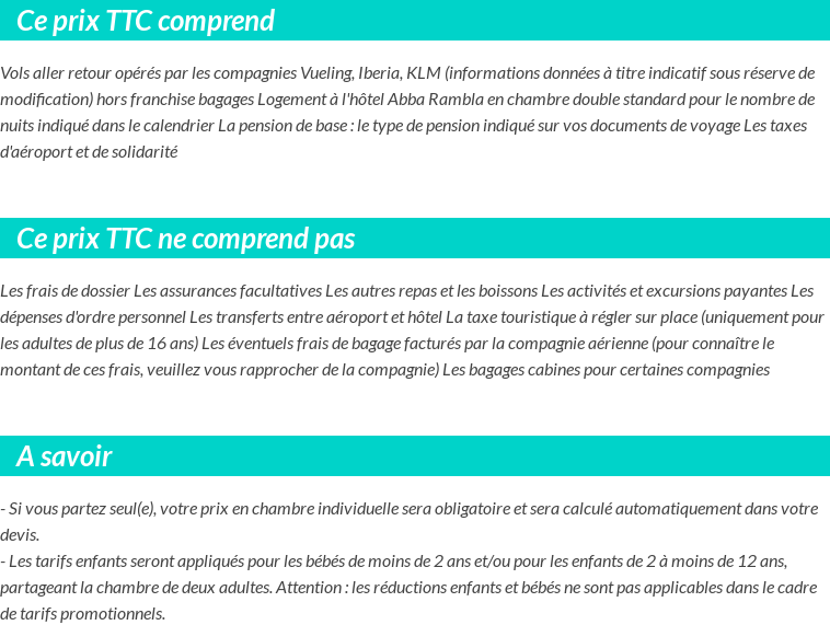 Conditions tarifaires