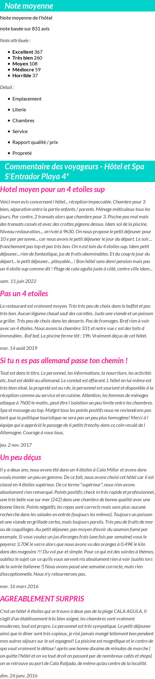 Avis clients