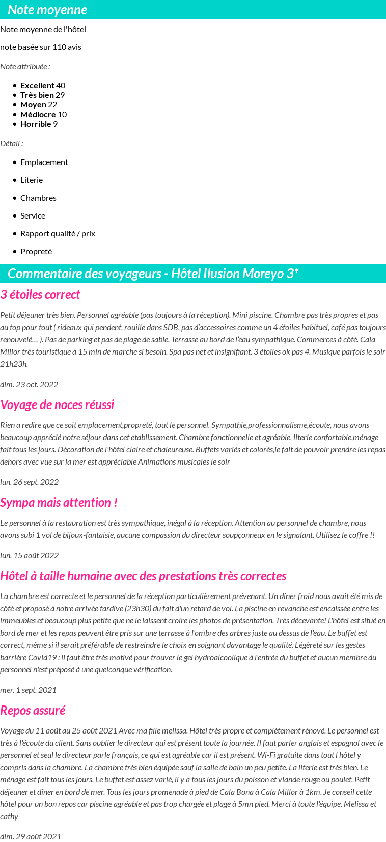 Avis clients
