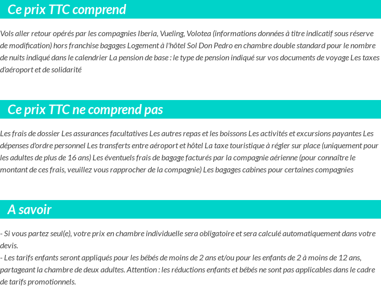 Conditions tarifaires