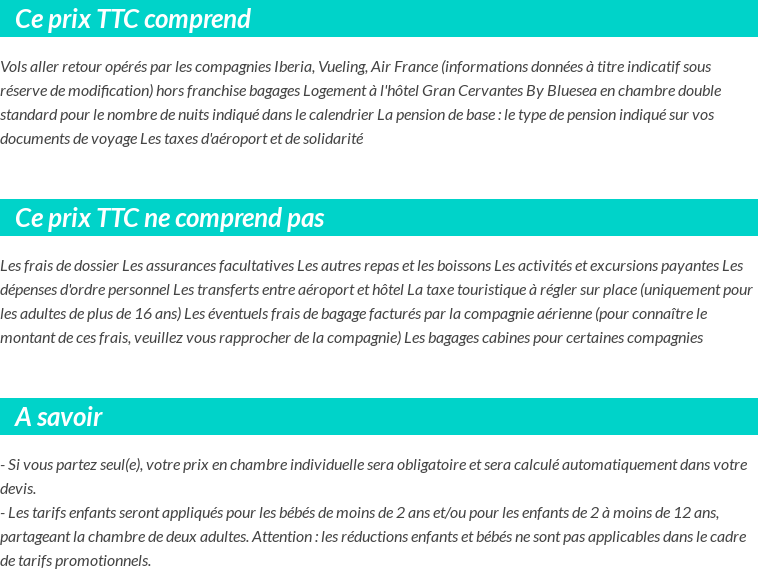 Conditions tarifaires