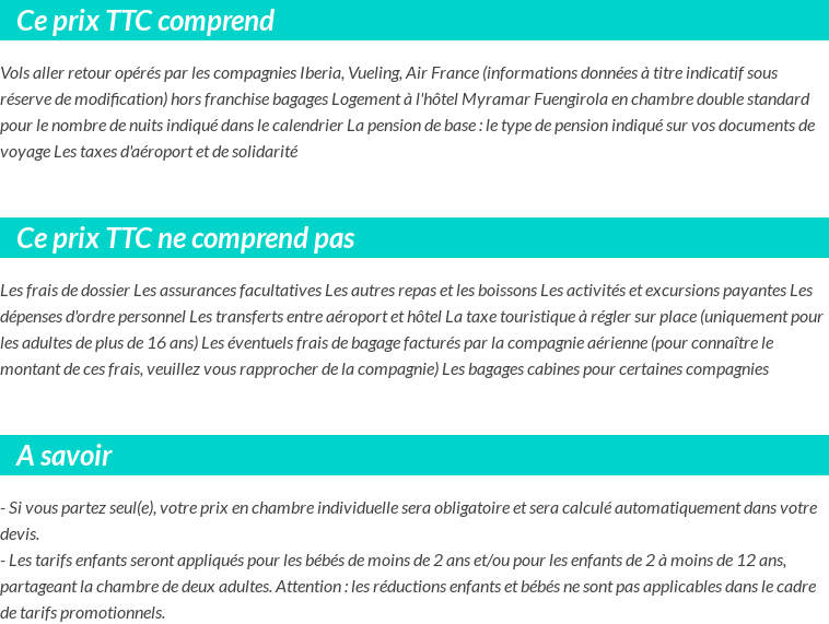 Conditions tarifaires