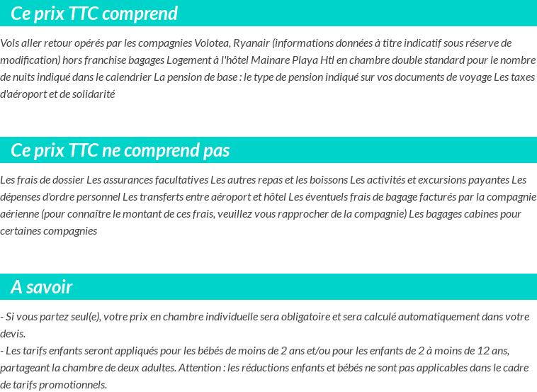 Conditions tarifaires