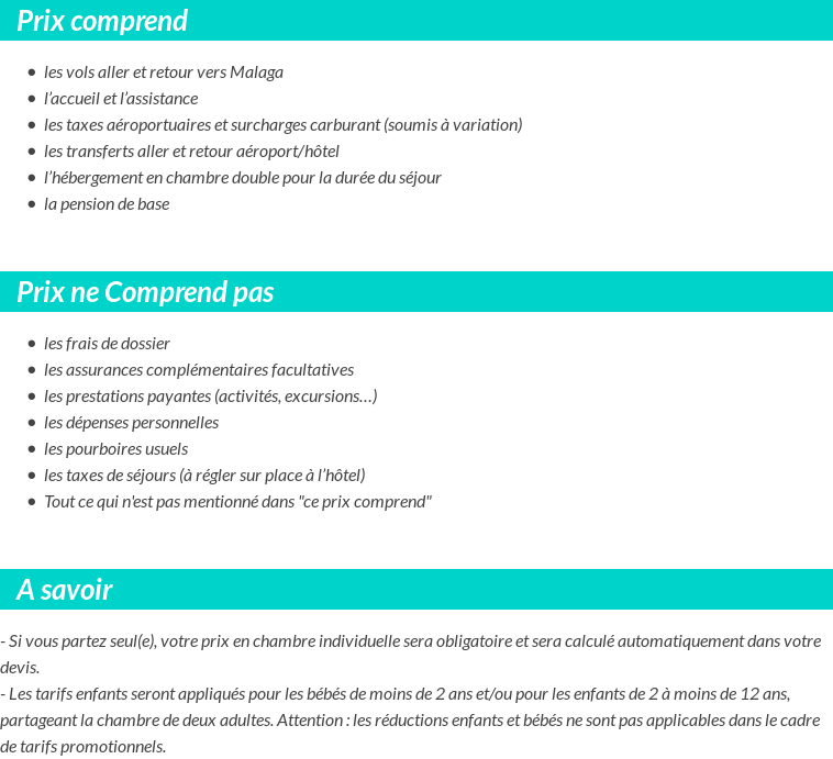 Conditions tarifaires