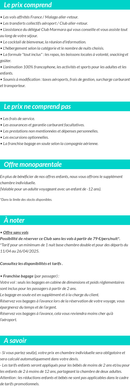 Conditions tarifaires