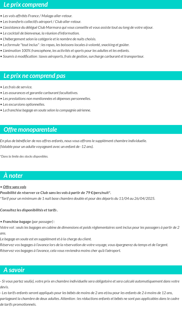 Conditions tarifaires