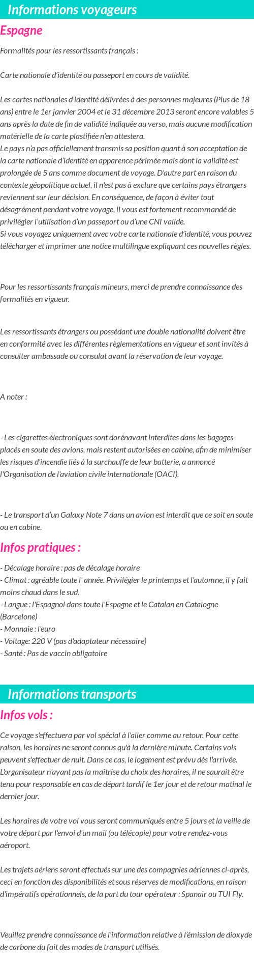 Formalités et infos voyageurs