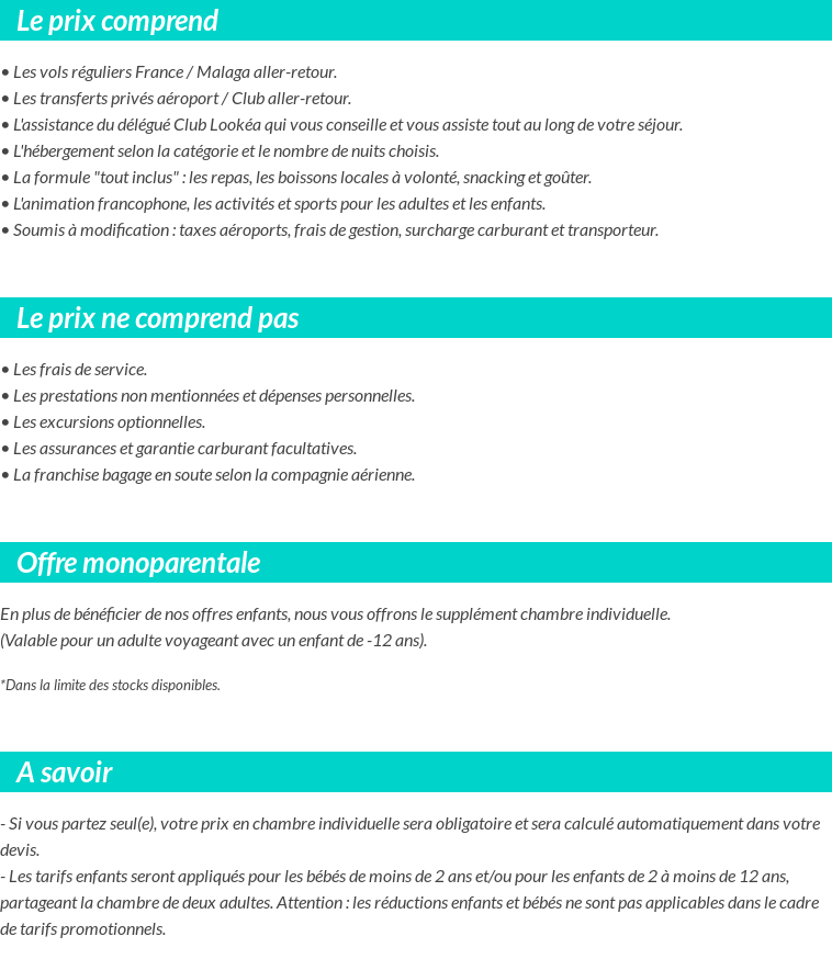 Conditions tarifaires
