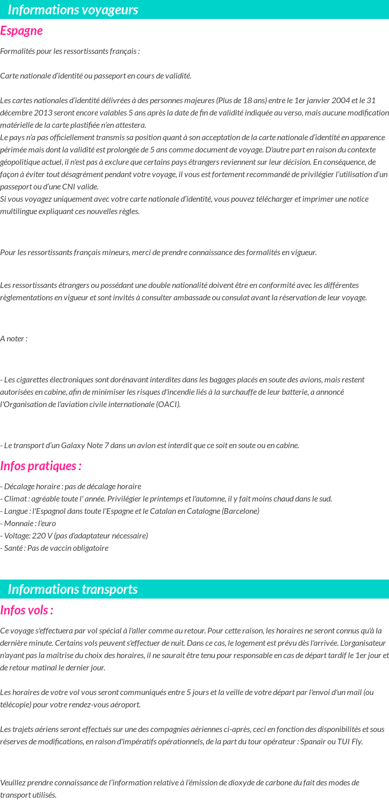 Formalités et infos voyageurs