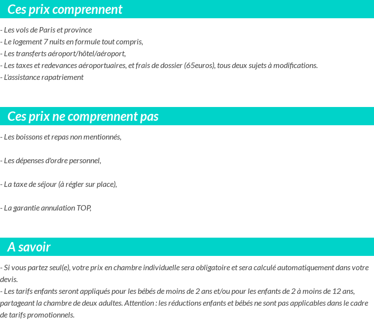 Conditions tarifaires