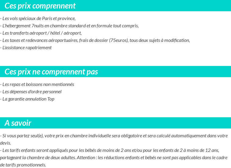 Conditions tarifaires