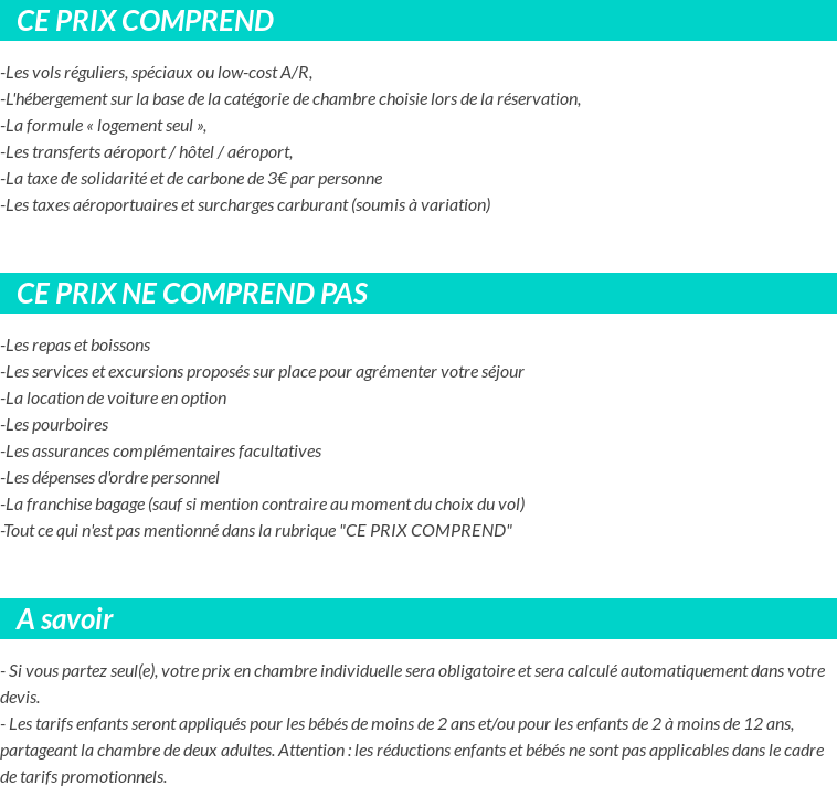 Conditions tarifaires