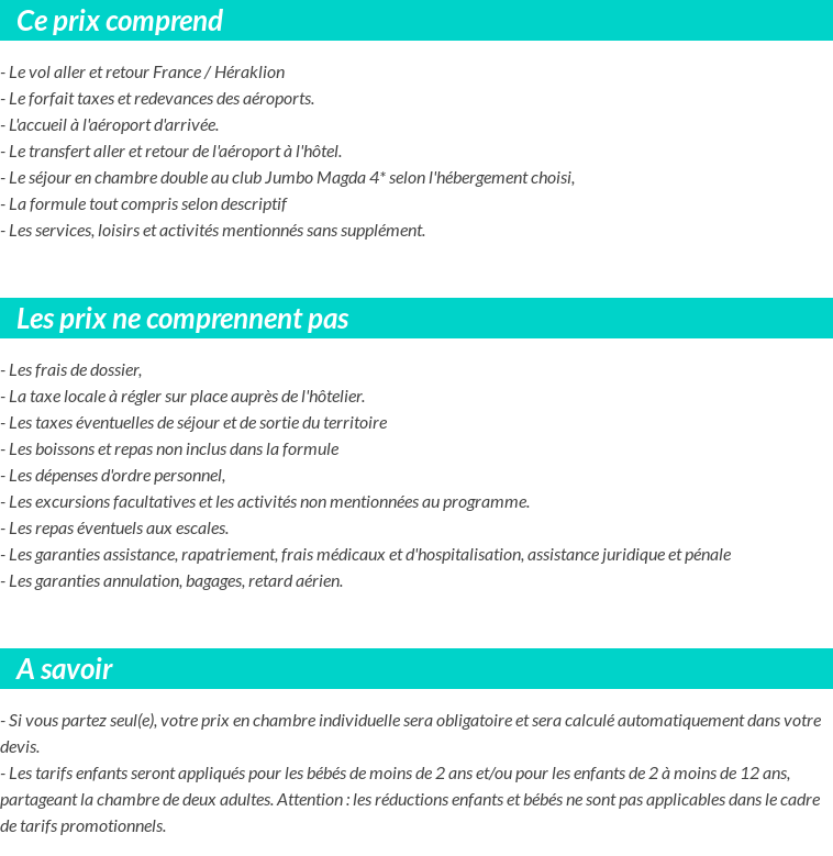 Conditions tarifaires