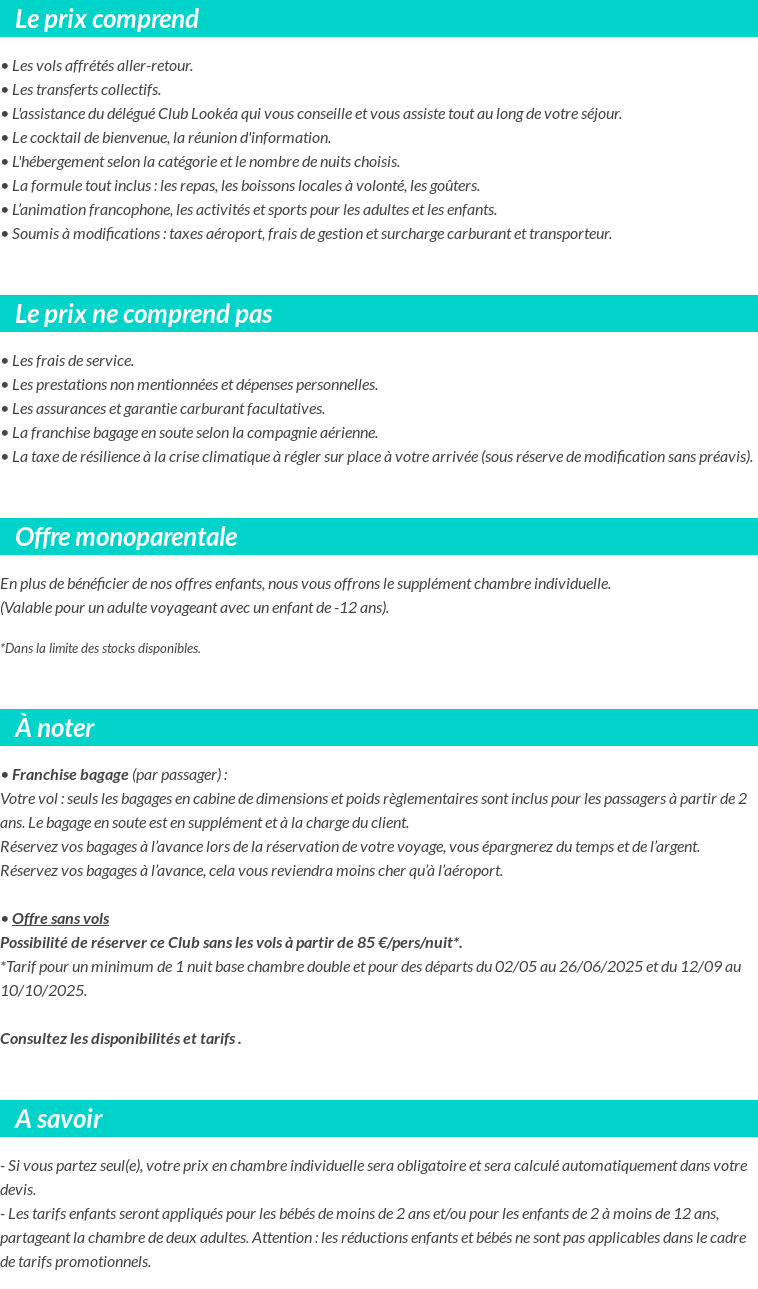 Conditions tarifaires