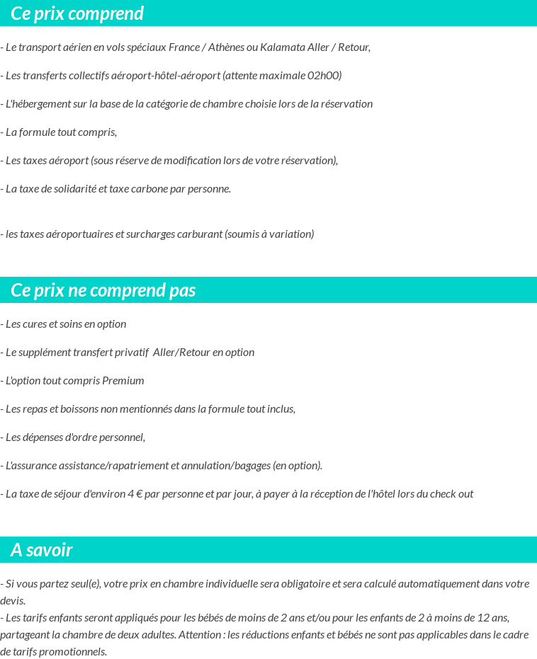 Conditions tarifaires