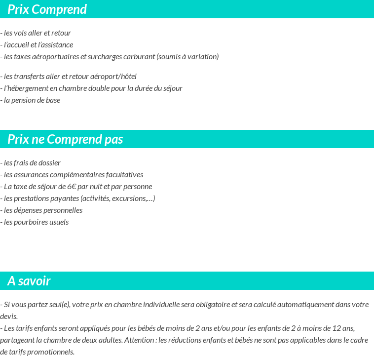 Conditions tarifaires