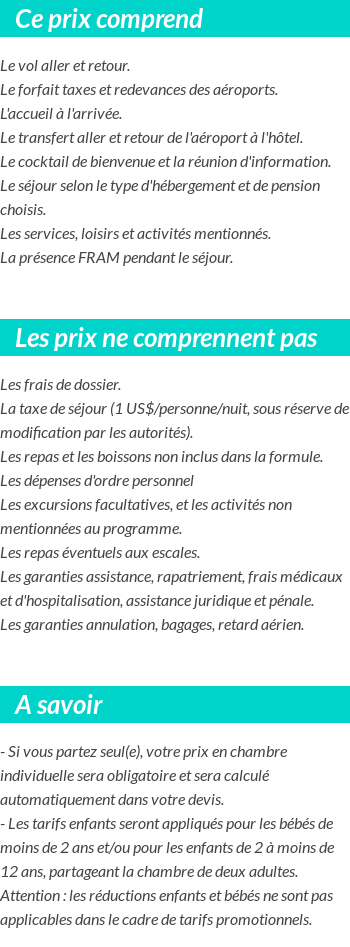 Conditions tarifaires