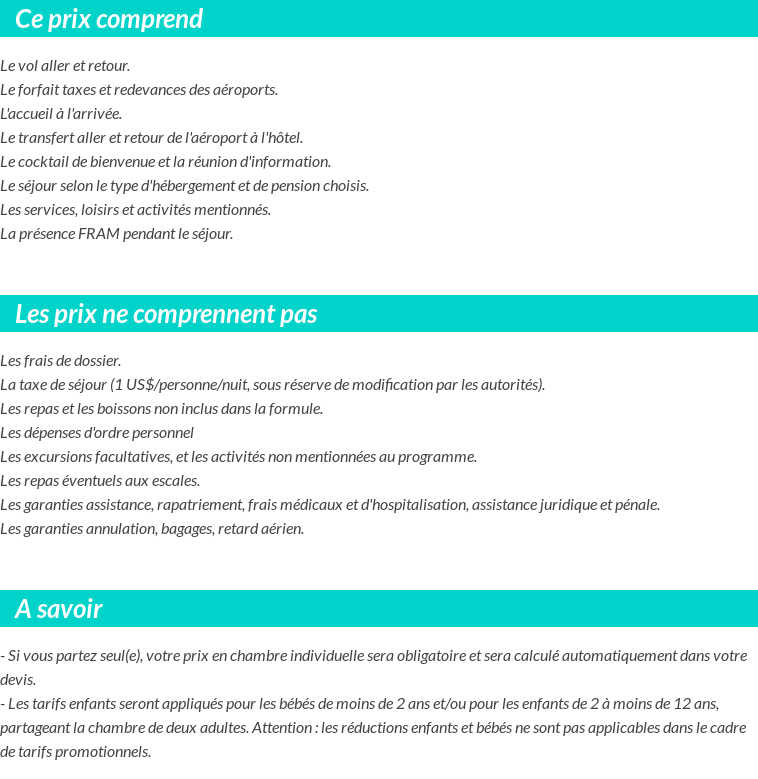Conditions tarifaires