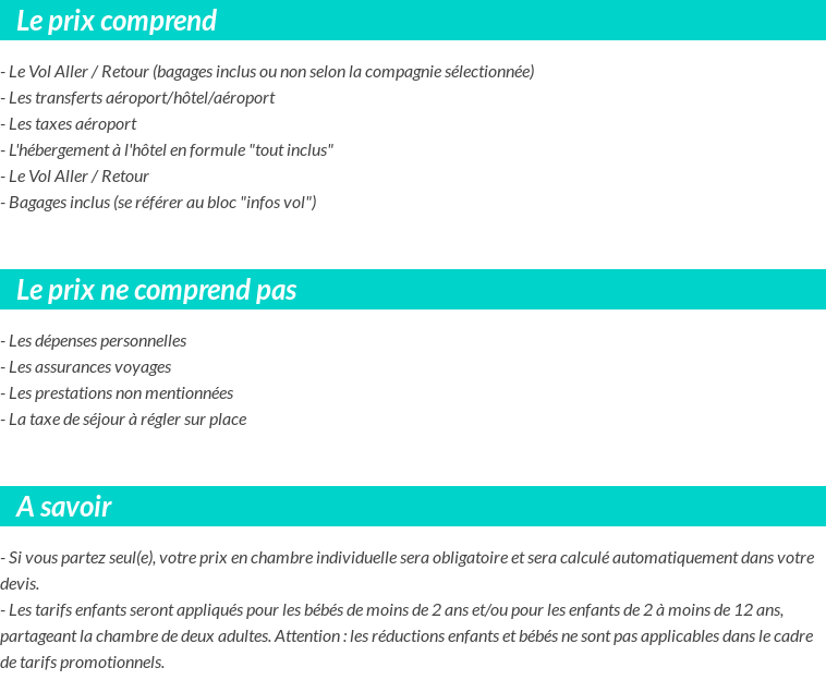 Conditions tarifaires