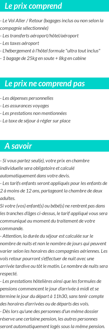 Conditions tarifaires