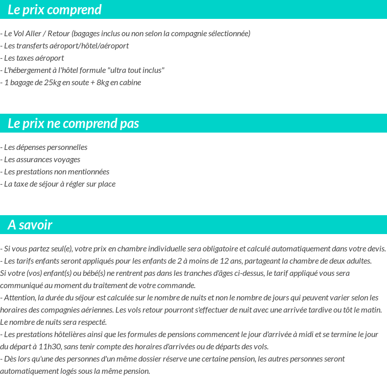 Conditions tarifaires