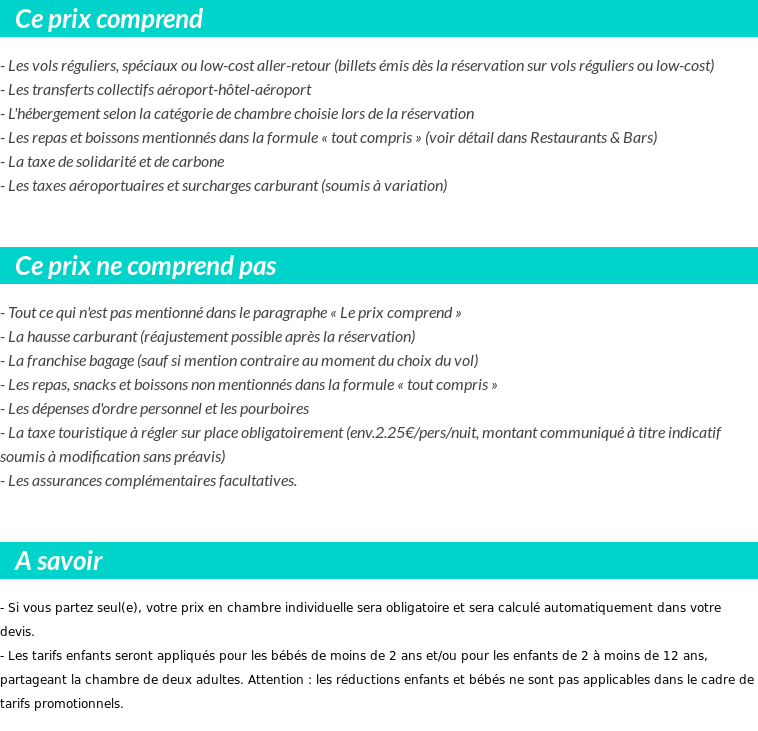 Conditions tarifaires