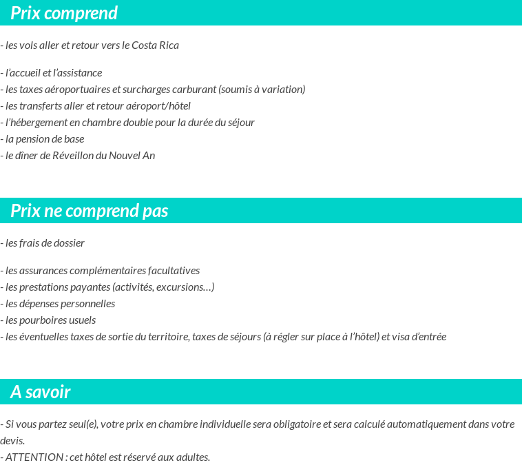 Conditions tarifaires