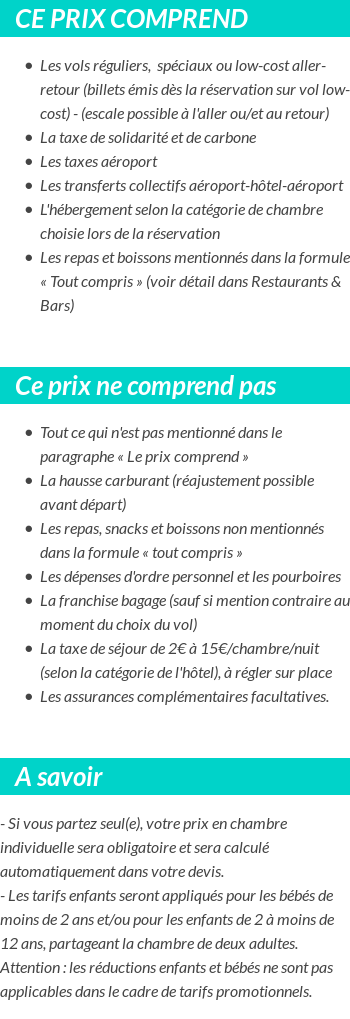 Conditions tarifaires