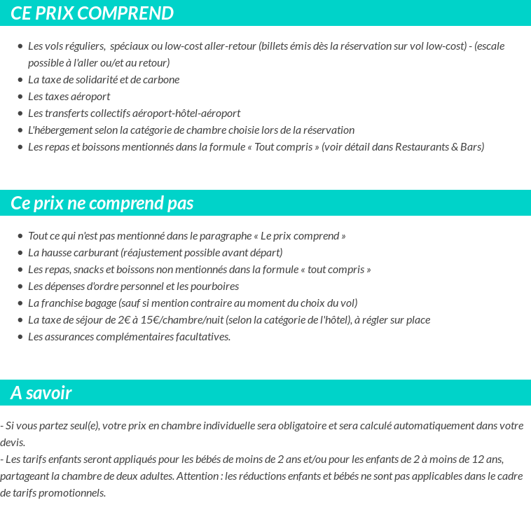 Conditions tarifaires