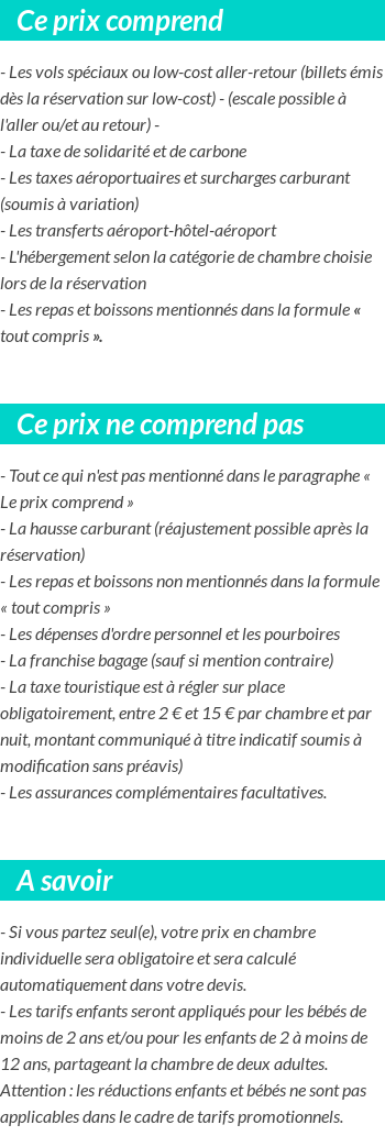 Conditions tarifaires