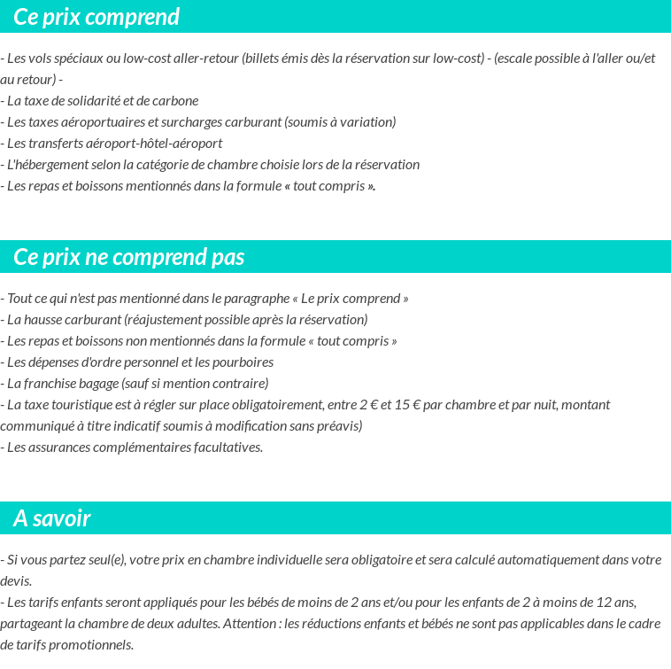 Conditions tarifaires