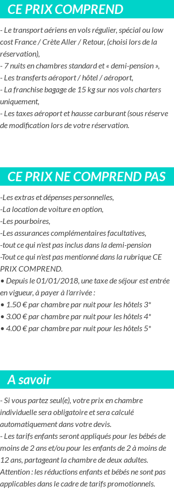 Conditions tarifaires