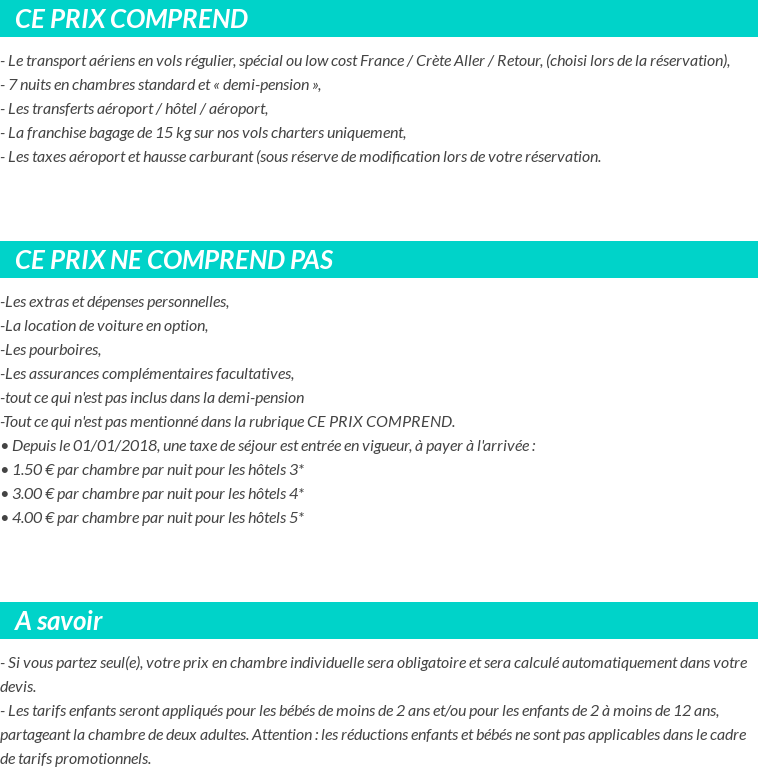 Conditions tarifaires