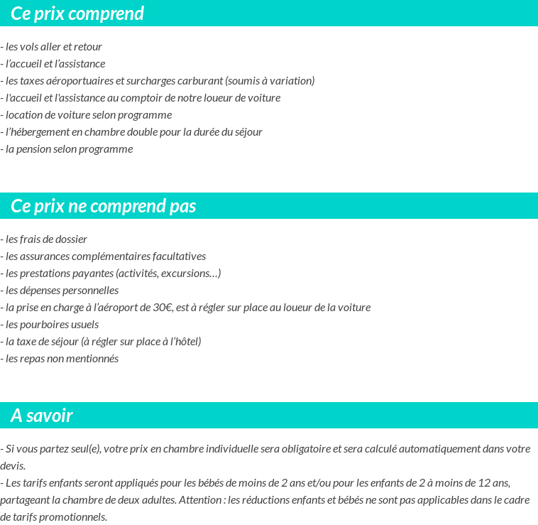 Conditions tarifaires