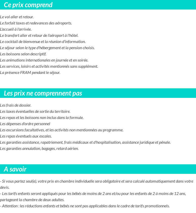 Conditions tarifaires