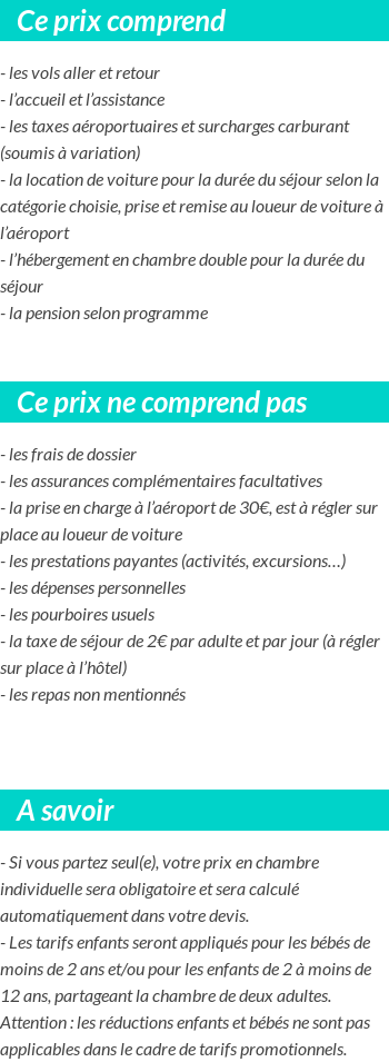 Conditions tarifaires