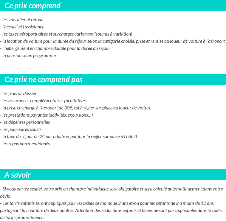 Conditions tarifaires