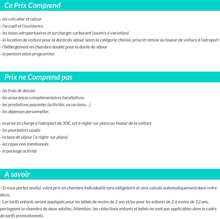 Conditions tarifaires