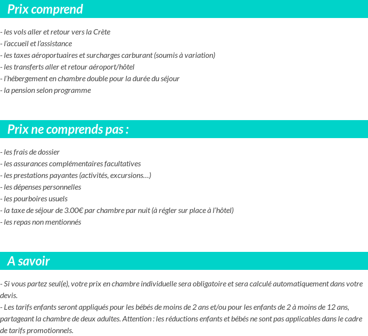 Conditions tarifaires
